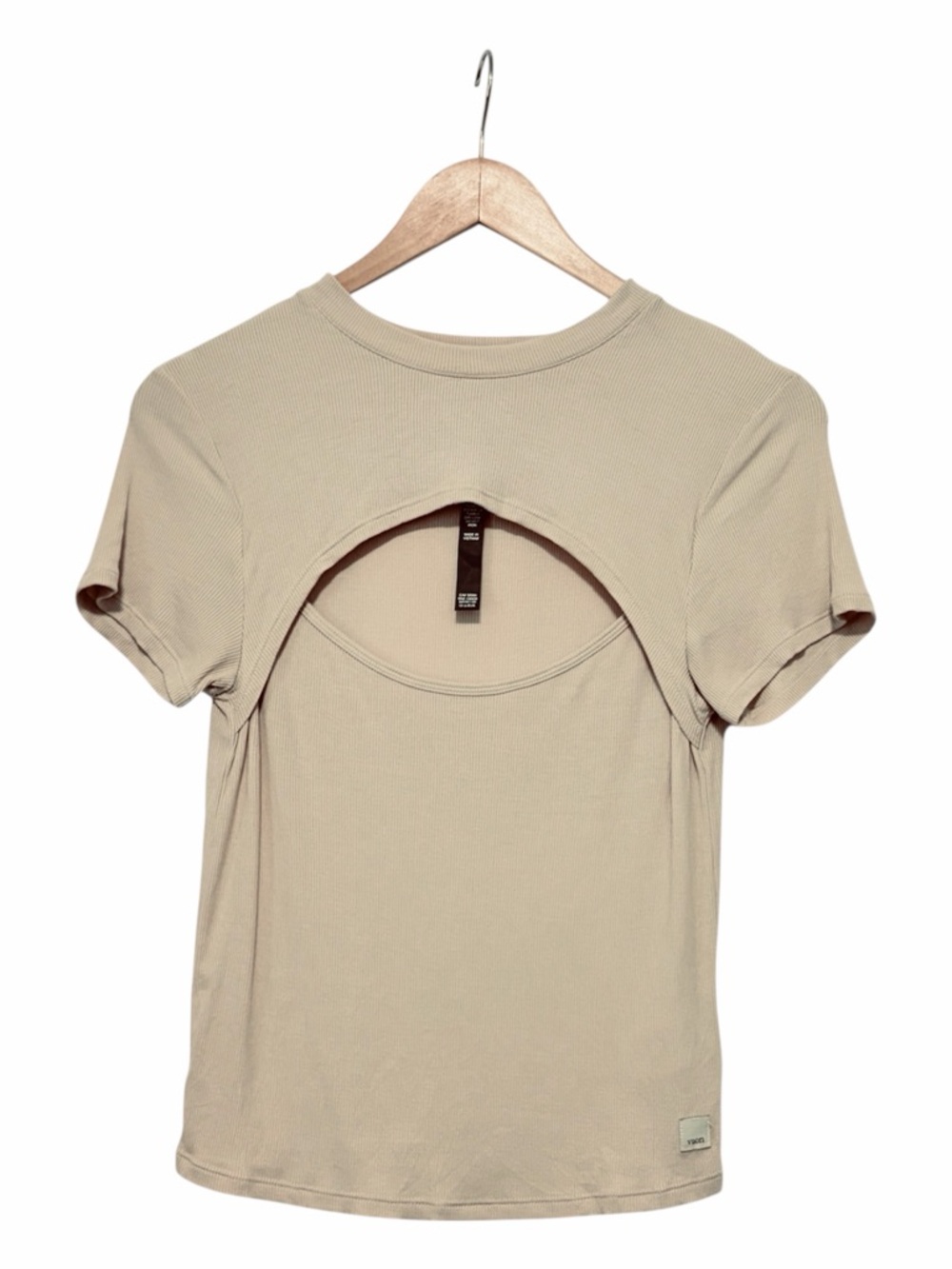Vuori Cove Cut Out Ribbed Tee in Sand Size Large